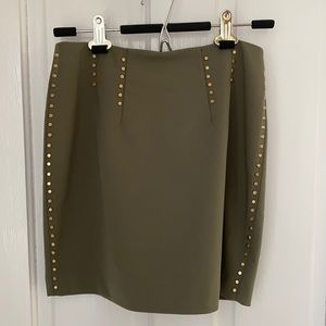 Olive green studded mini skirt